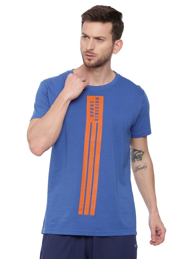 blue front print t-shirt
