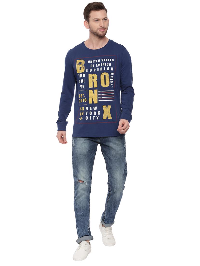 navy blue front print t-shirt - 17342268 - Standard Image - 3