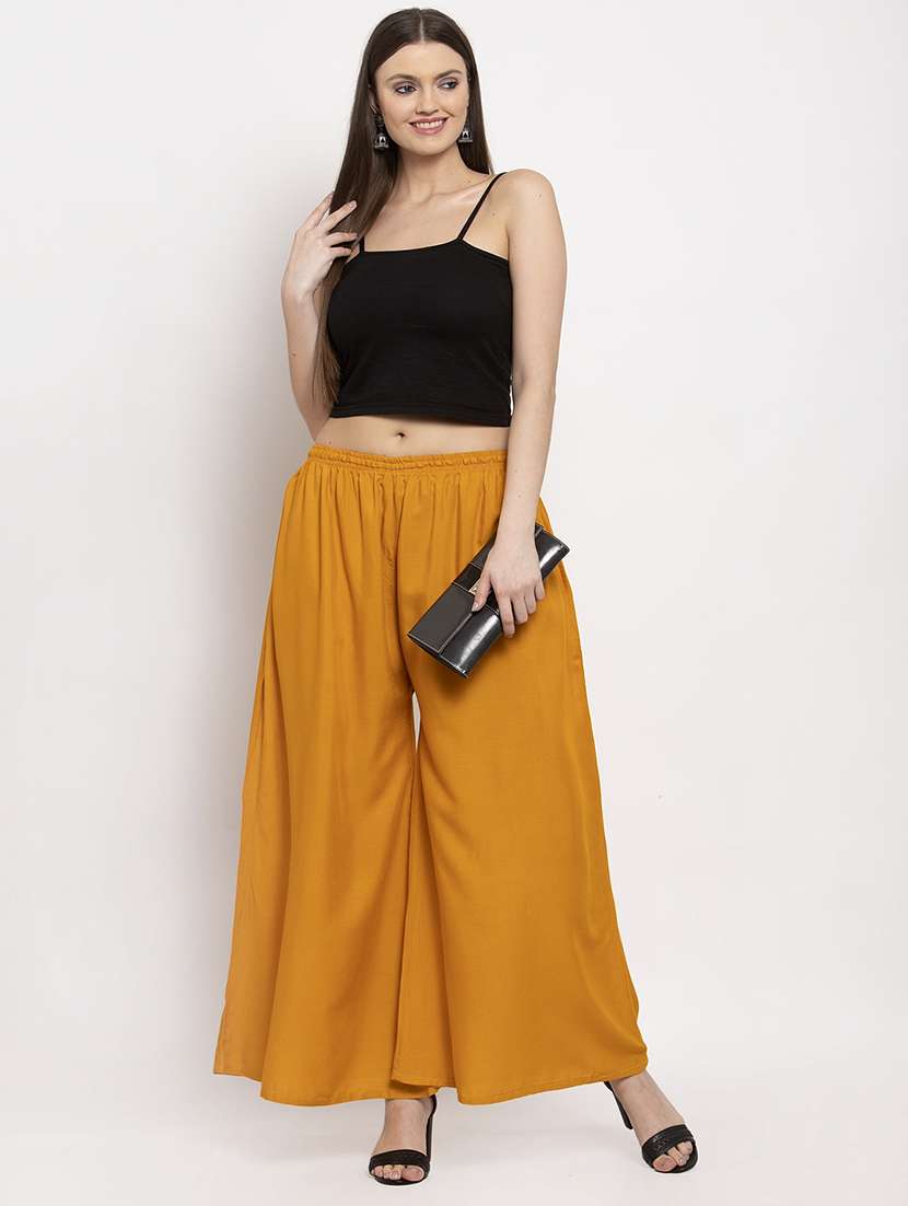mustard solid palazzo  - 17342807 -  Standard Image - 3