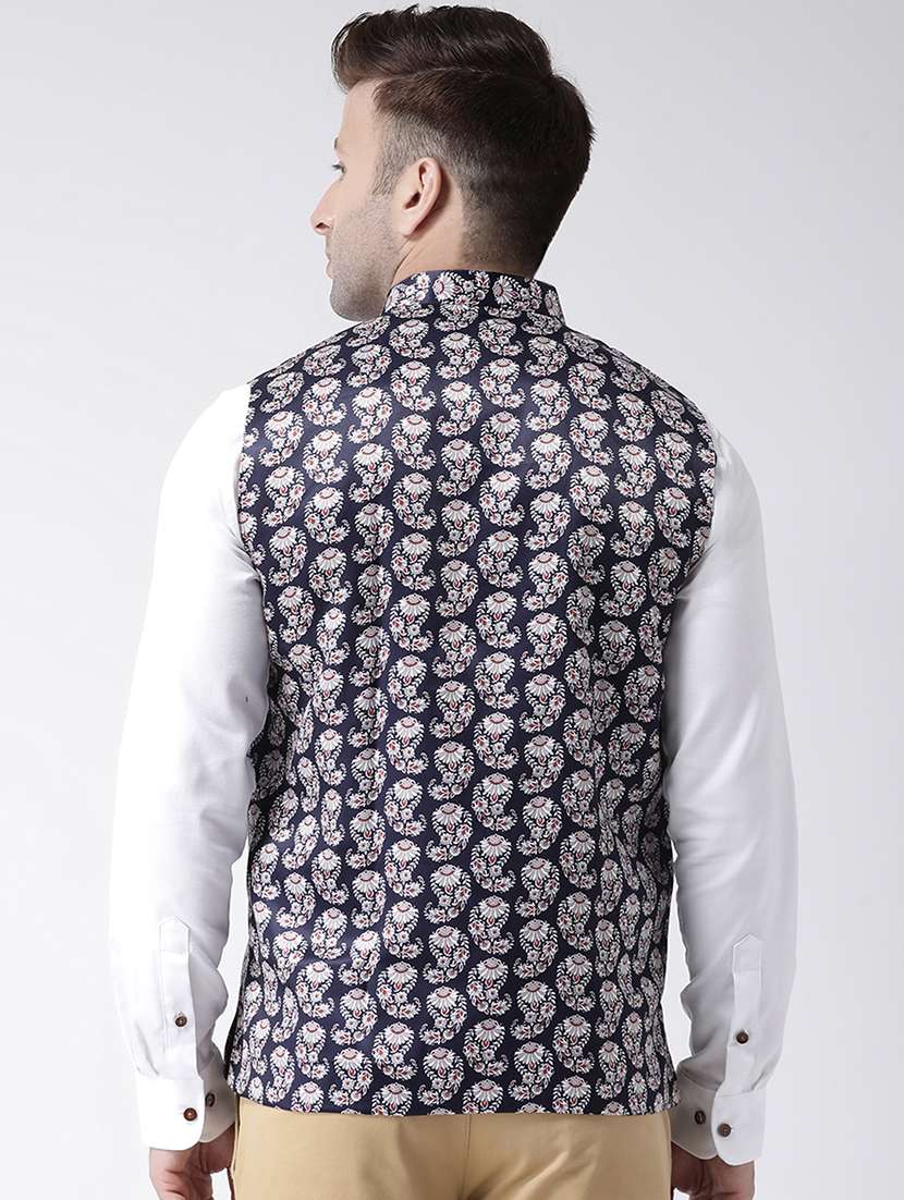 blue printed nehru jacket - 17343613 -  Standard Image - 3