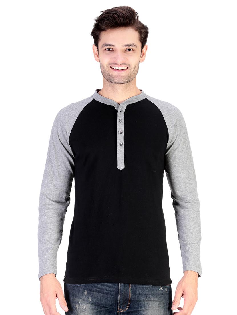 grey color block raglan t-shirt - 17344571 - Zoom Image - 0