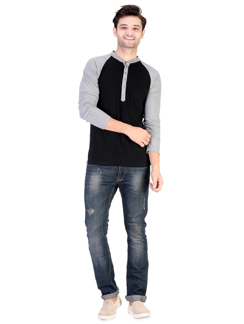 grey color block raglan t-shirt - 17344571 - Standard Image - 3
