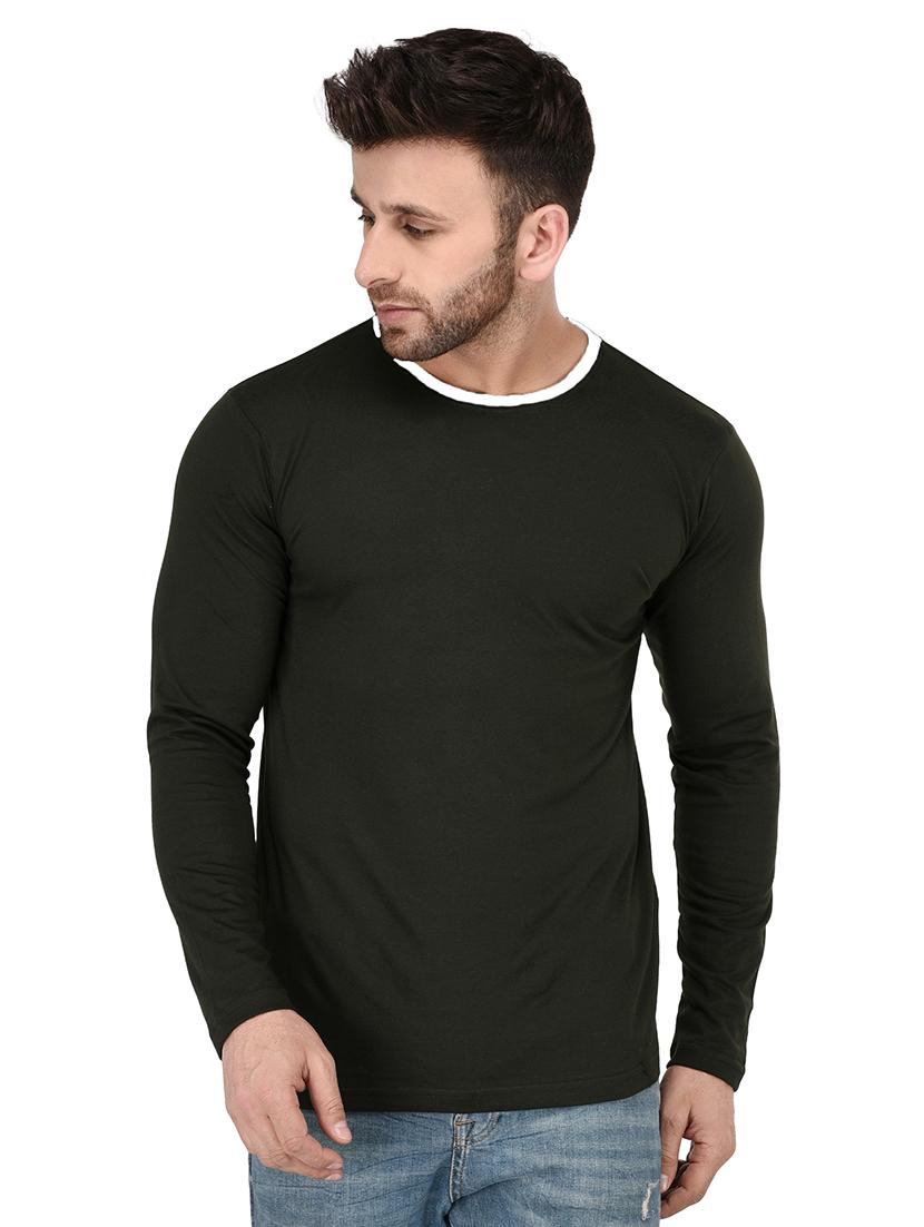 olive green solid cut & sew t-shirt - 17344574 - Zoom Image - 0