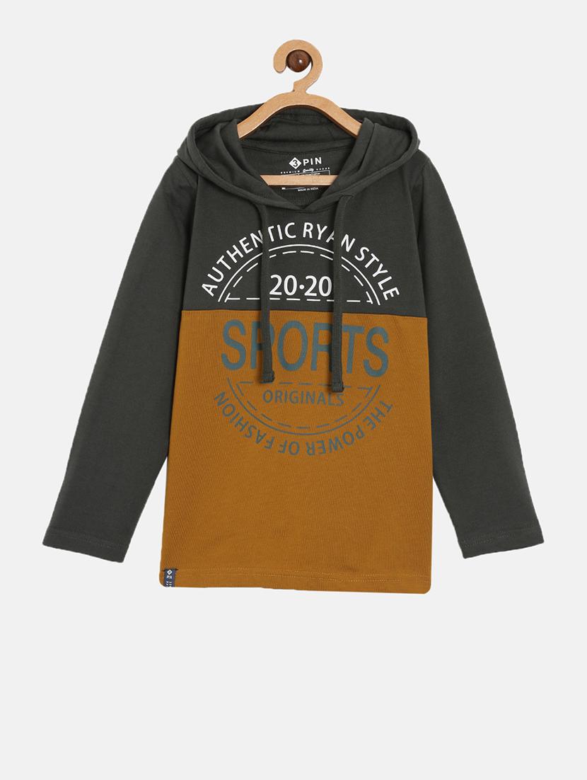 grey color block cotton t-shirt - 17344760 -  Zoom Image - 0