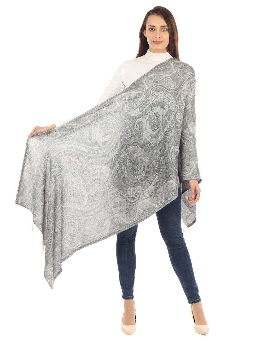 silver silk blend stole - 17345568 -  Standard Image - 3