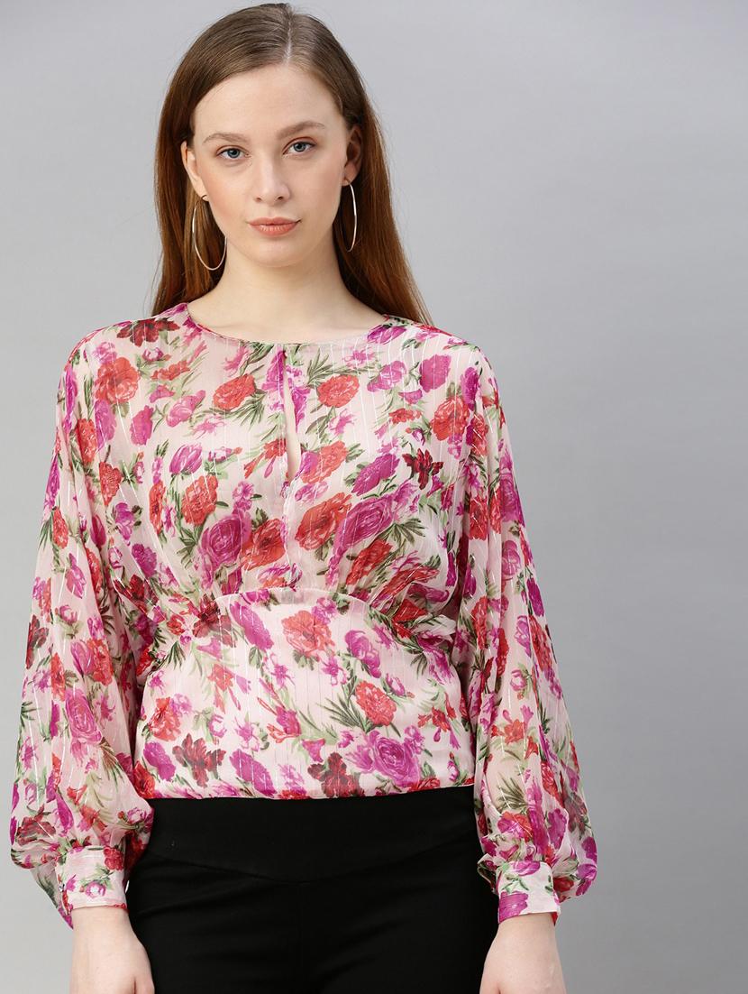 bishop sleeves back slit top - 17345623 - Zoom Image - 0
