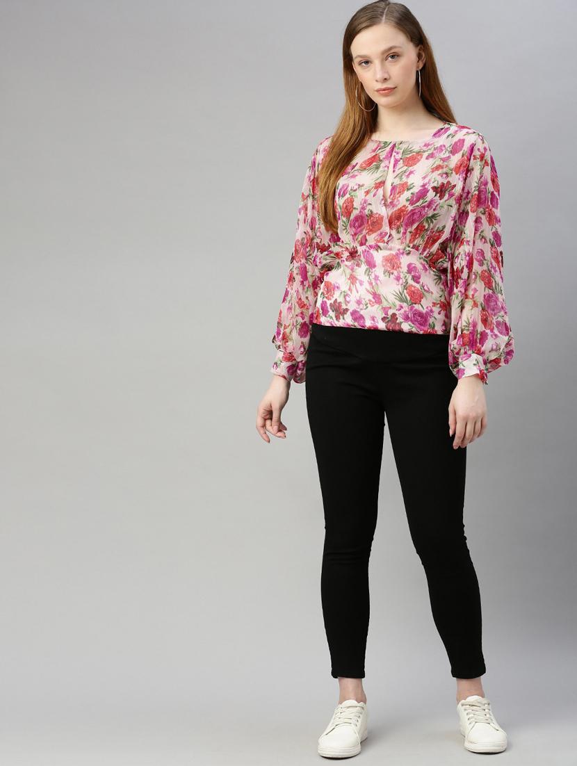 bishop sleeves back slit top - 17345623 - Standard Image - 3