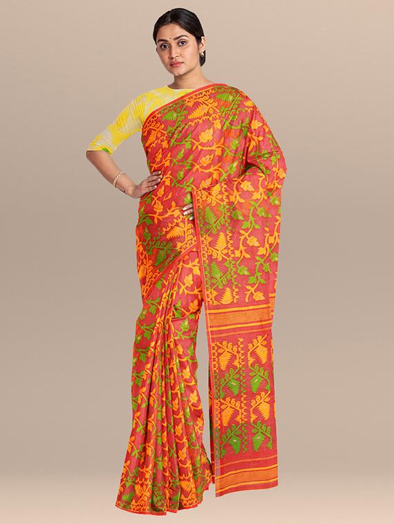 women's self design red colored saree - 17346859 -  Zoom Image - 0