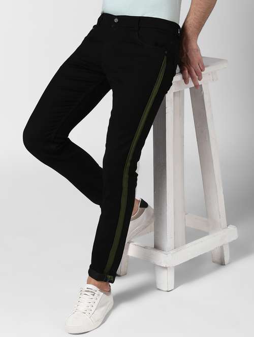 black side taped denim jeans - 17347489 - Standard Image - 0