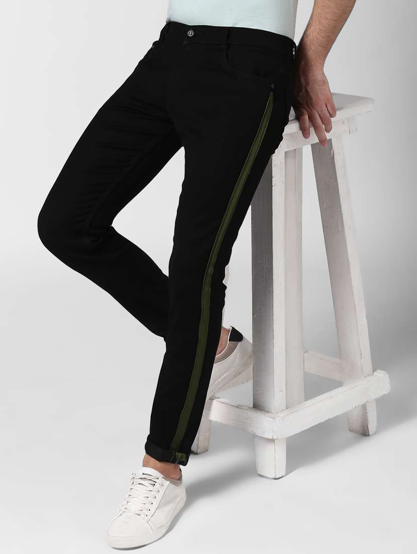 black side taped denim jeans