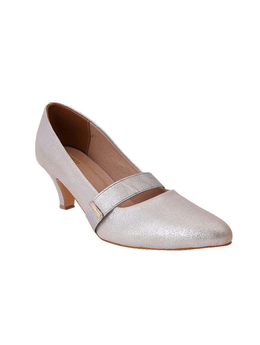 silver pu slip on pumps - 17347652 - Zoom Image - 0