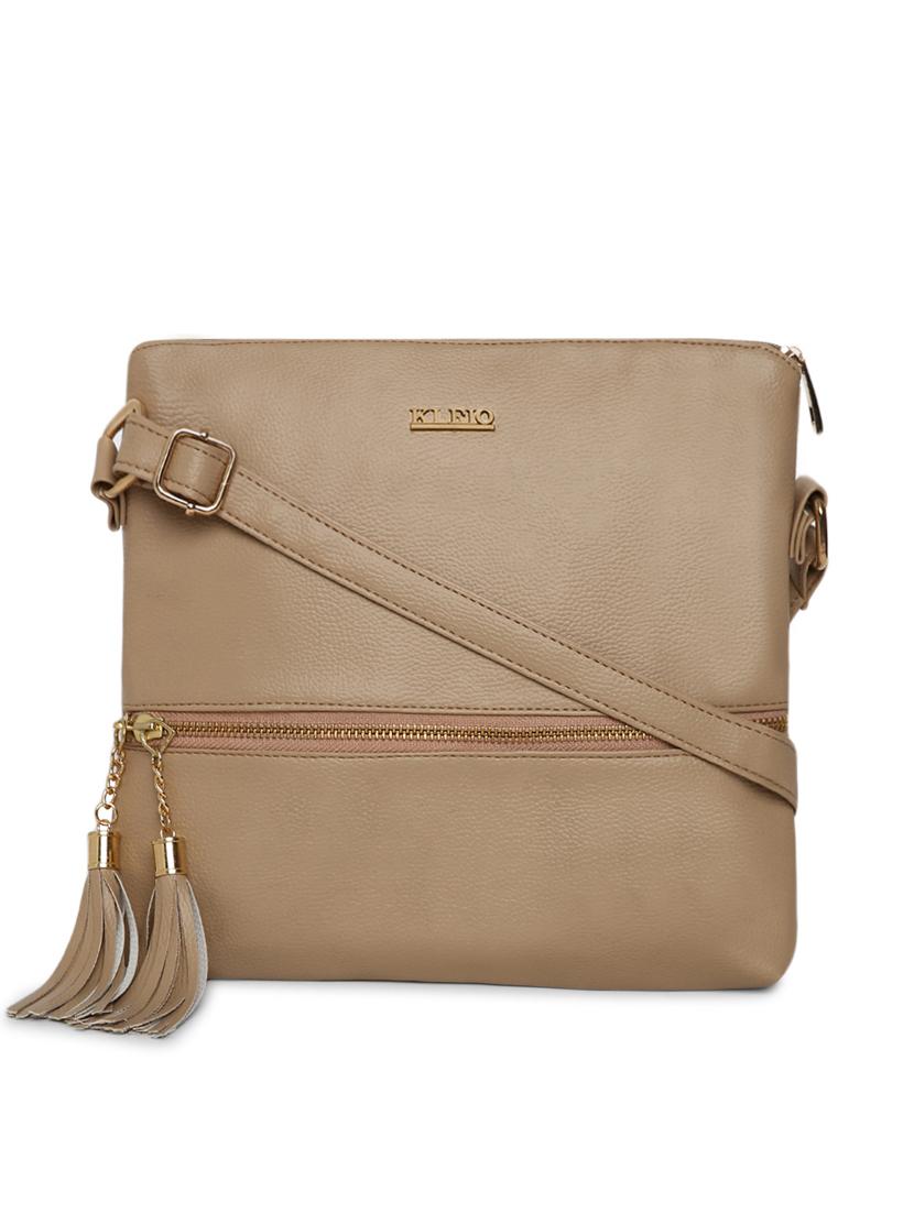 beige leatherette (pu) sling bag - 17348440 - Zoom Image - 0