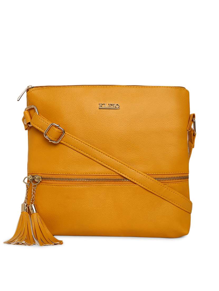 yellow leatherette (pu) sling bag - 17348442 - Zoom Image - 0