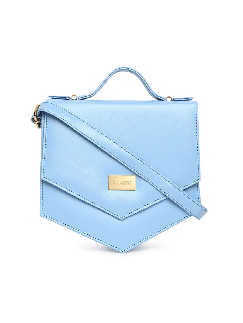 blue leatherette (pu) sling bag