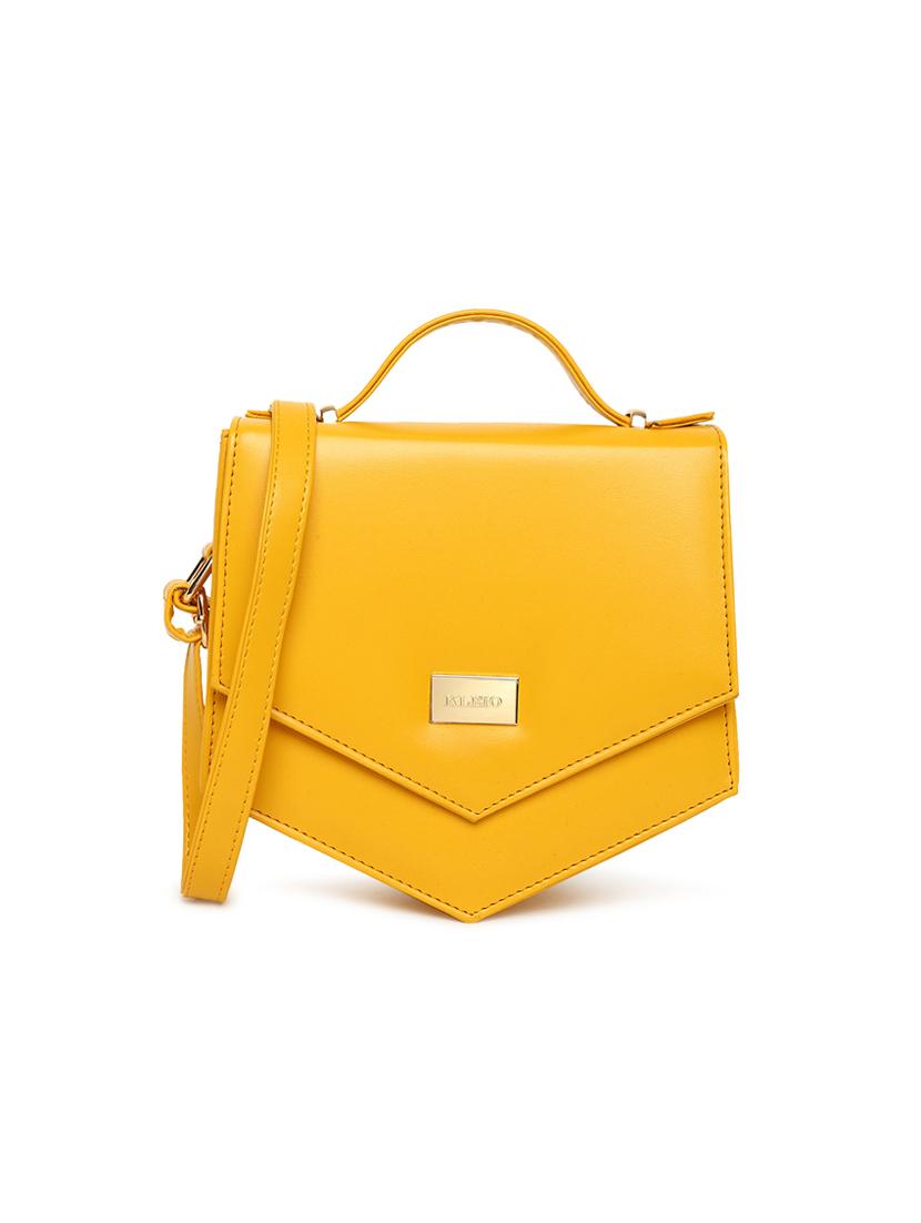 yellow leatherette (pu) sling bag - 17348455 - Standard Image - 5