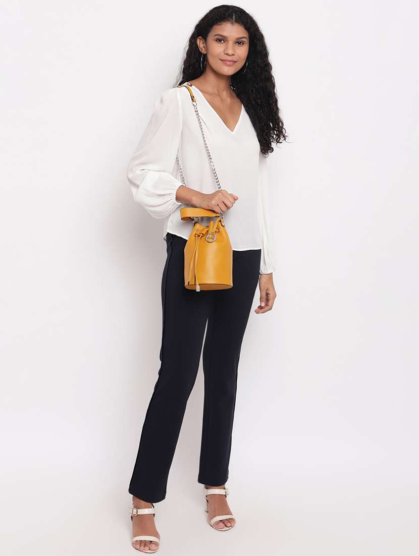 yellow leatherette (pu) sling bag - 17348472 - Standard Image - 5