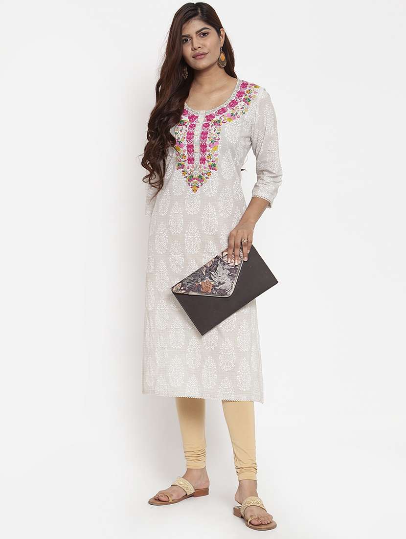 solid beige churidar - 17348800 -  Standard Image - 3