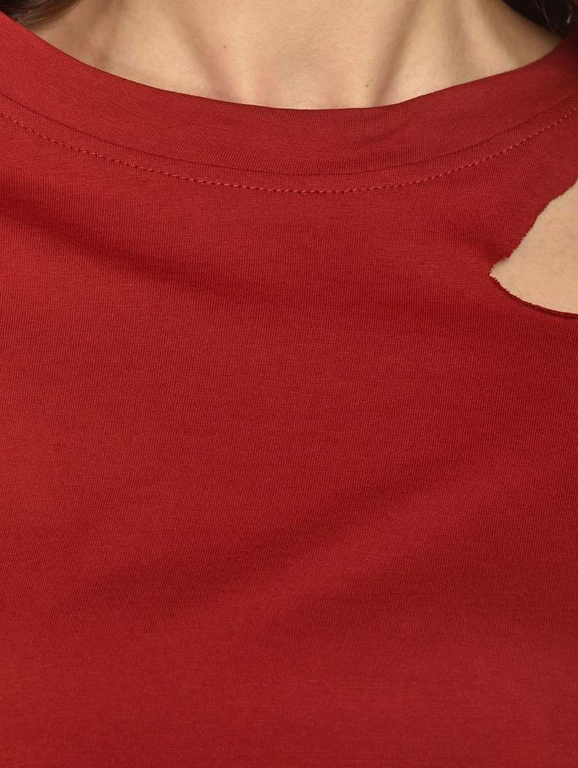 women's crop round neck top - 17349638 -  Standard Image - 5