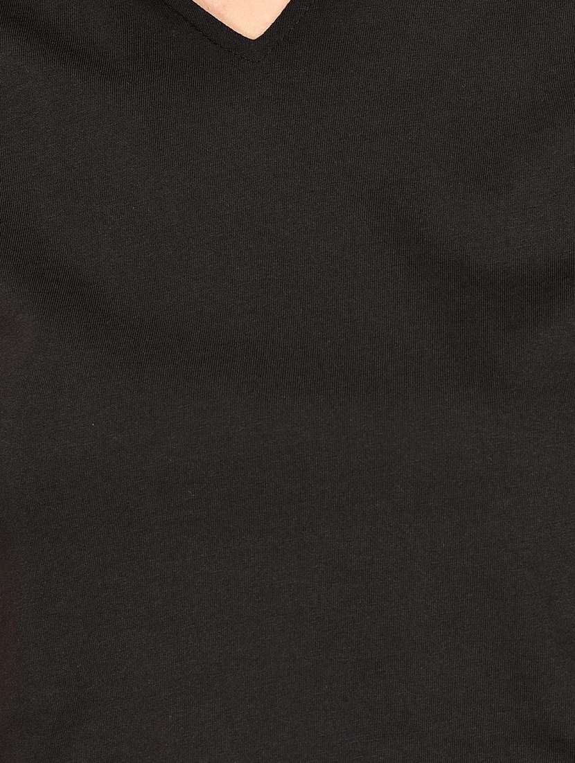 Women Solid V Neck Crop Top