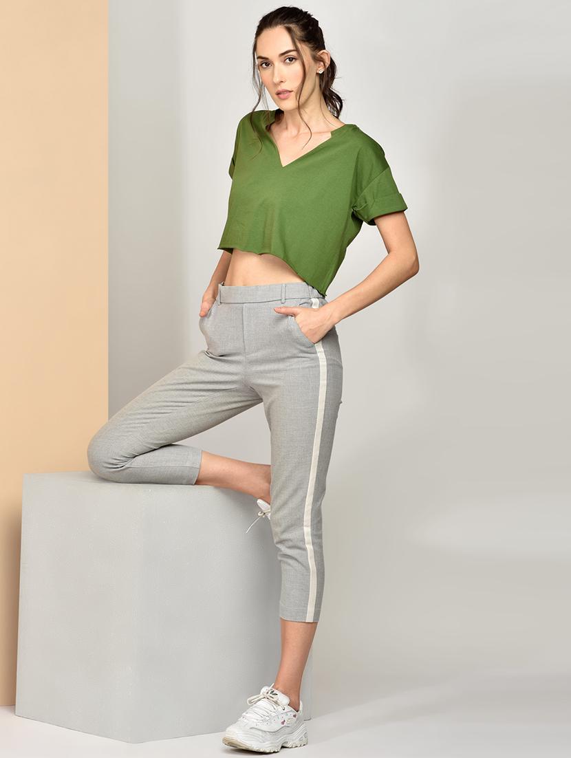 women's crop v neck top - 17349652 - Standard Image - 3