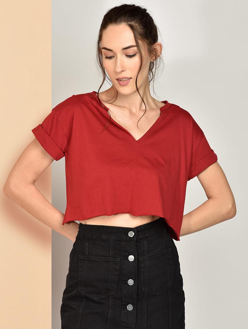 v-neck solid top  - 17349653 -  Zoom Image - 0