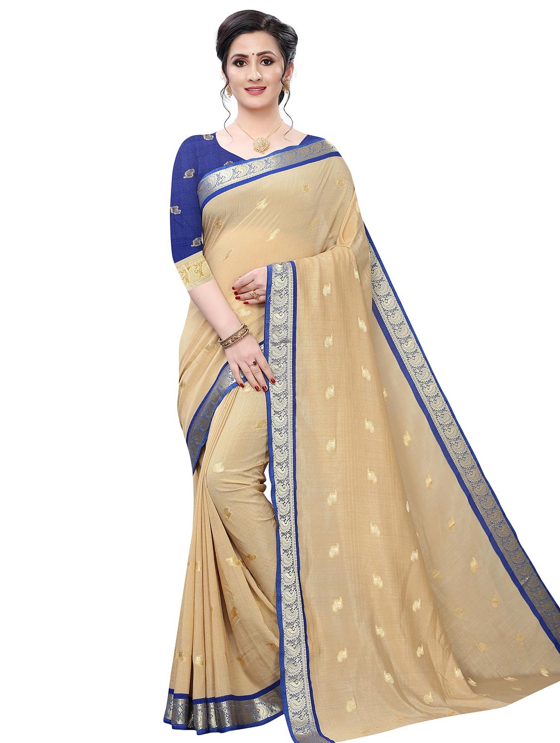 bordered woven saree with blouse - 17350513 -  Zoom Image - 0