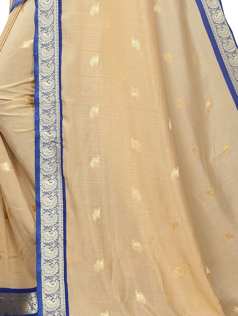 bordered woven saree with blouse - 17350513 - Standard Image - 3