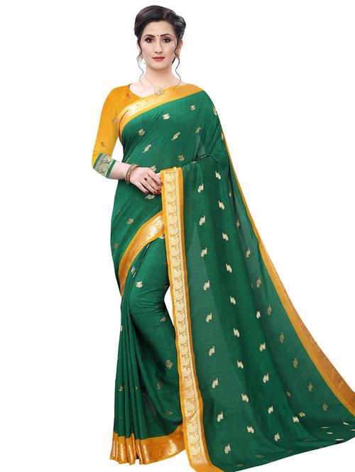 bordered woven saree with blouse - 17350515 -  Standard Image - 0