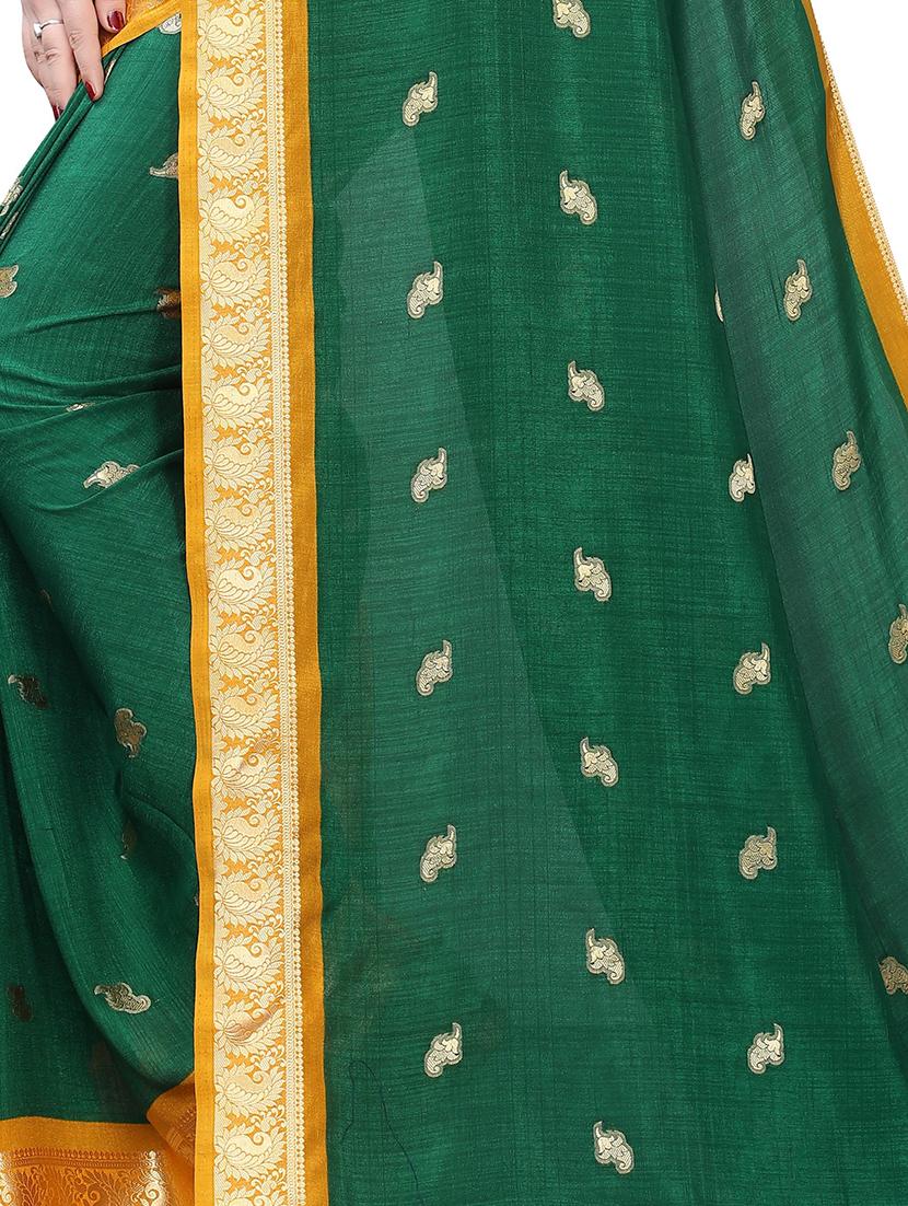 bordered woven saree with blouse - 17350515 - Standard Image - 3
