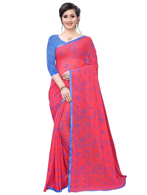 floral printed saree with blouse - 17350538 -  Standard Image - 0