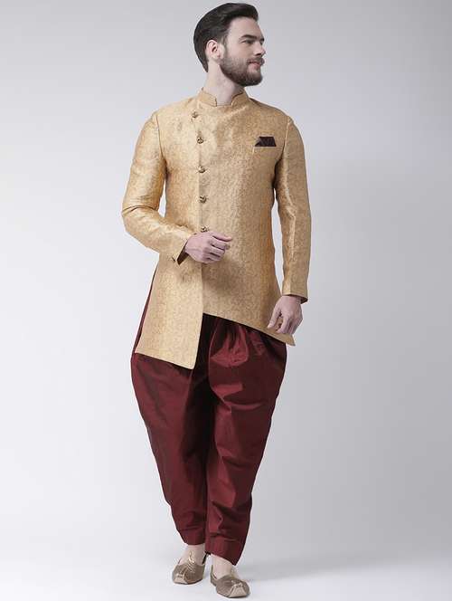 beige jacquard sherwani set - 17351309 -  Standard Image - 0