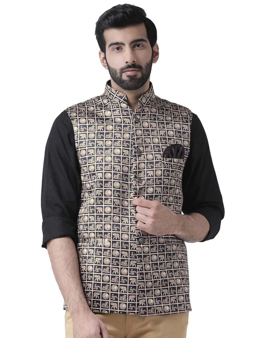 black checkered nehru jacket