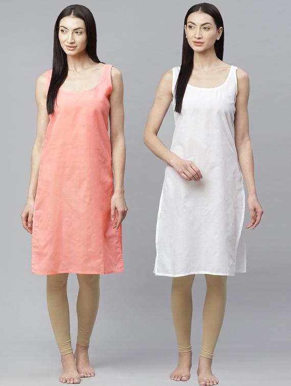 ada set of 2 peach & white camisole 