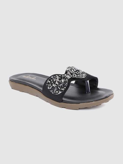 black slip on sandals - 17352121 - Standard Image - 0