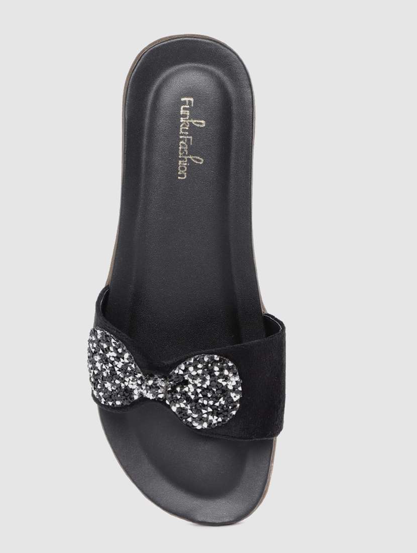 black slip on sandals - 17352121 - Standard Image - 3