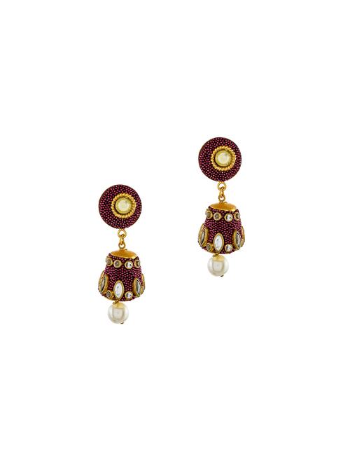 red brass jhumka earring - 17353302 - Standard Image - 0