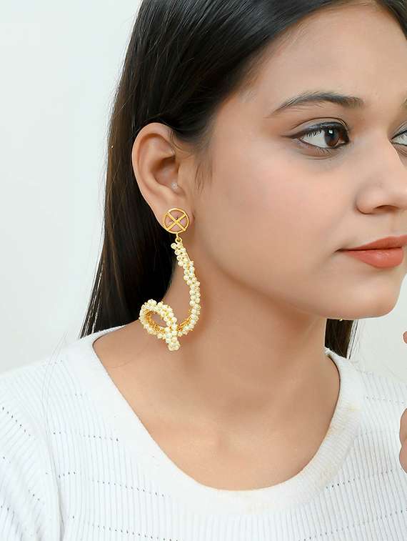 gold brass drop earring - 17353693 -  Standard Image - 3