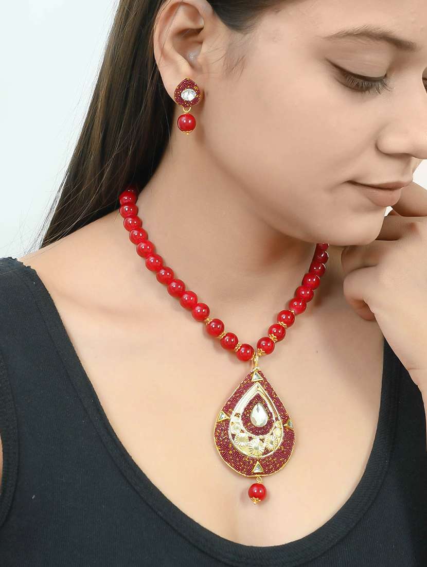 gold brass necklaces and earring - 17354641 - Standard Image - 5