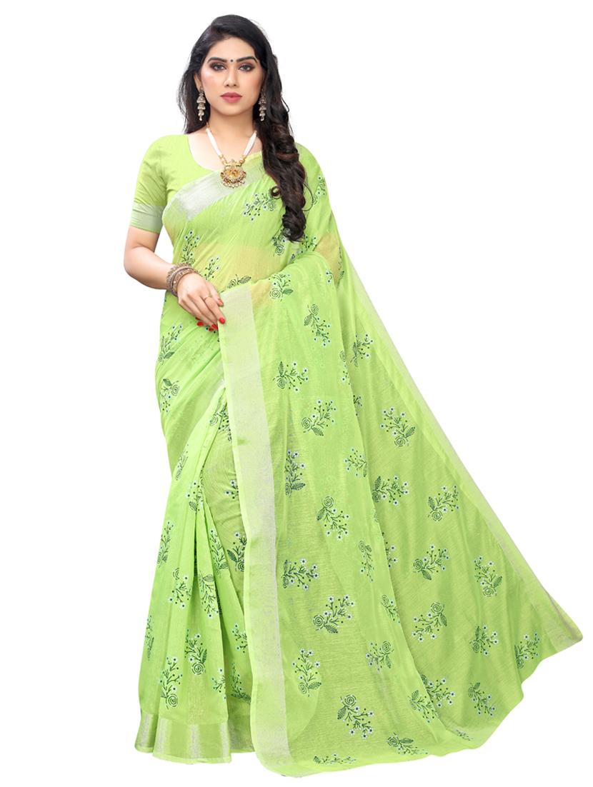 floral printed saree with blouse - 17354686 - Zoom Image - 0