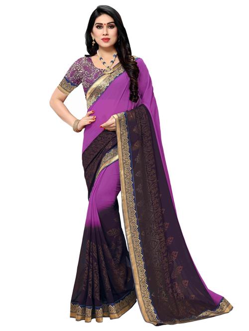 ombre printed saree with blouse - 17354744 - Standard Image - 0
