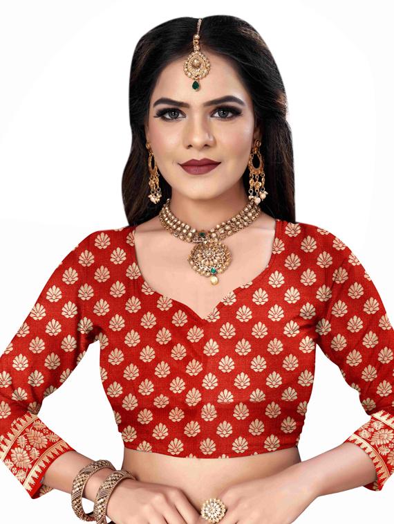 butti banarasi saree with blouse - 17354745 - Standard Image - 3