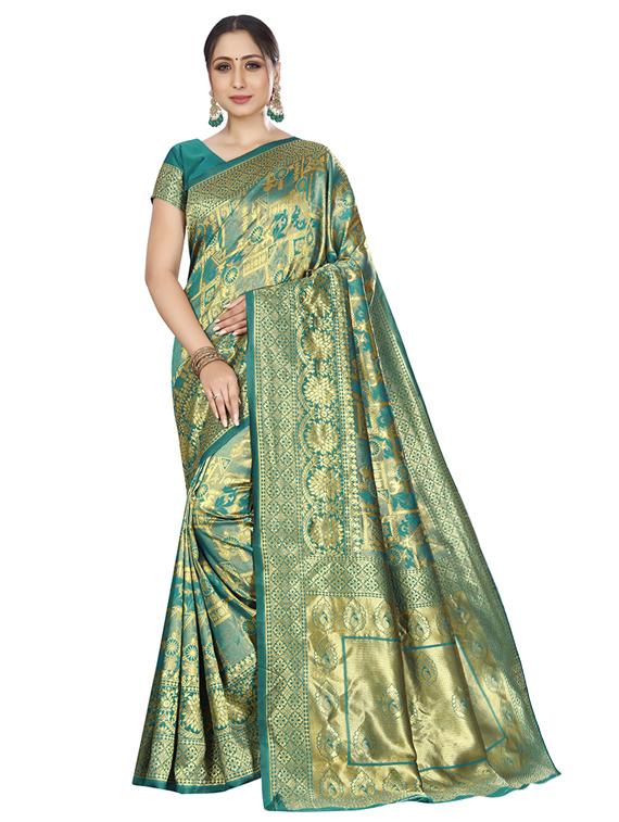 floral banarasi saree with blouse - 17354770 -  Zoom Image - 0