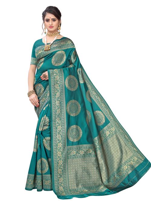 ethnic motif banarasi silk saree with blouse - 17354789 -  Standard Image - 0