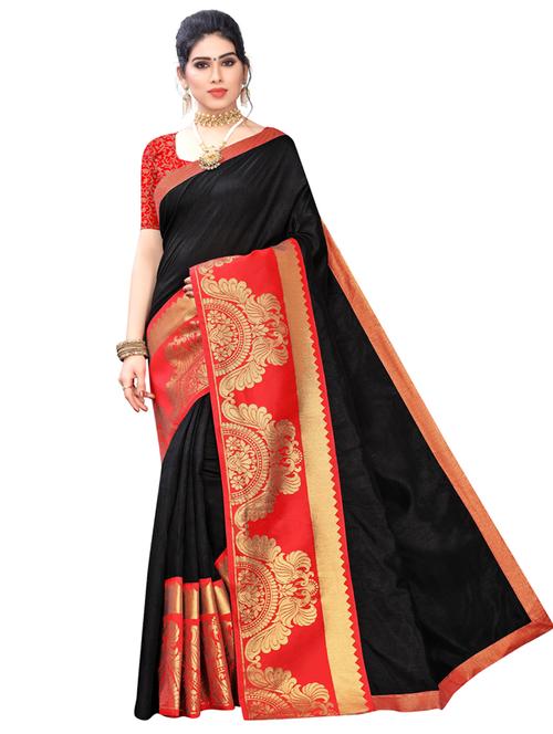 solid bordered saree with blouse - 17354793 -  Standard Image - 0