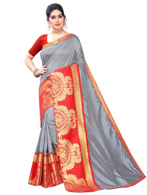 solid plain saree with blouse - 17354795 -  Standard Image - 0