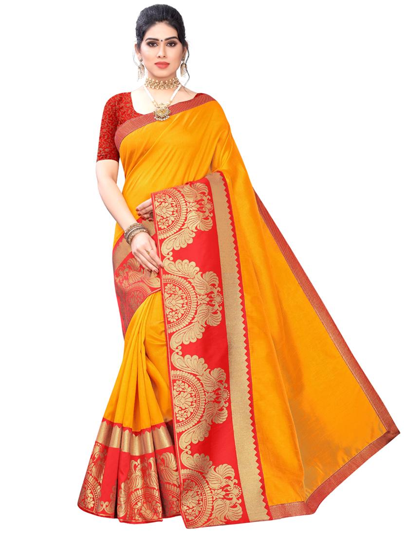 solid plain saree with blouse - 17354799 -  Zoom Image - 0