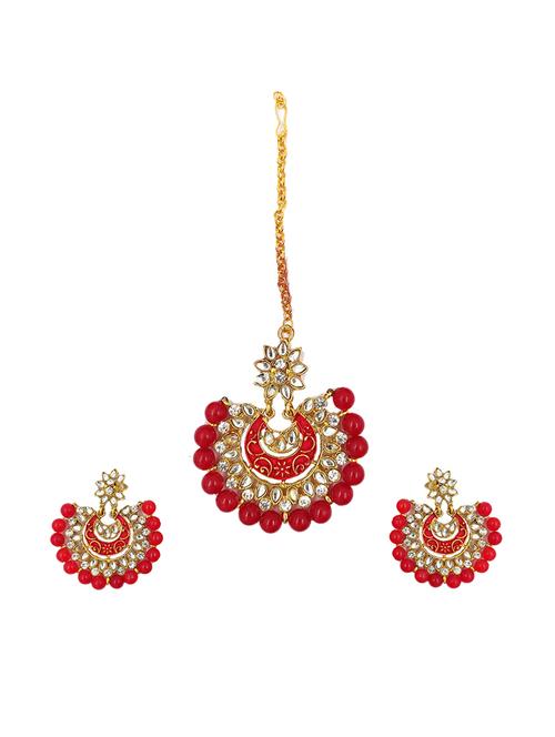 red gold plated maang teeka - 17355543 -  Standard Image - 0