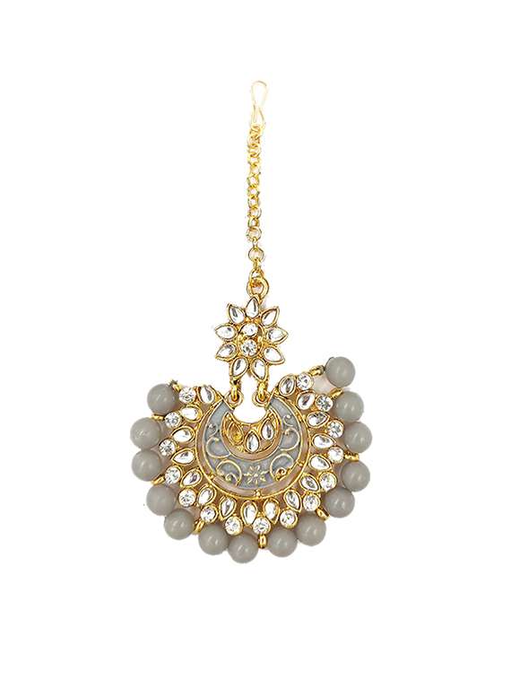 grey gold plated maang teeka - 17355545 -  Standard Image - 3