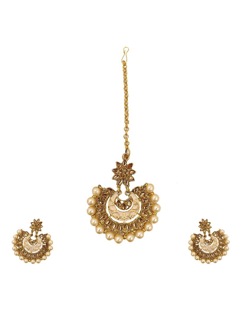 gold plated maang teeka - 17355549 -  Zoom Image - 0