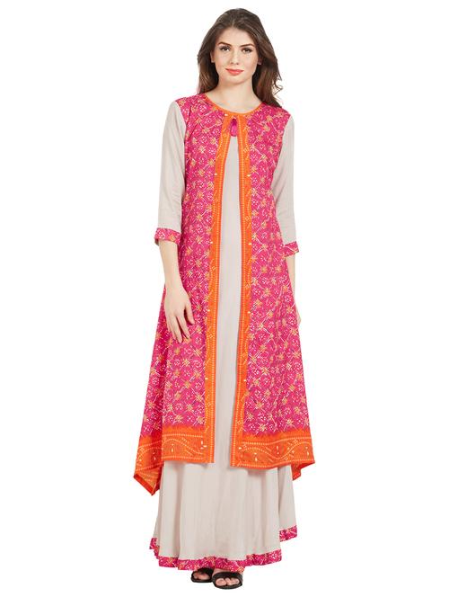 printed a-line kurta - 17355639 - Standard Image - 0